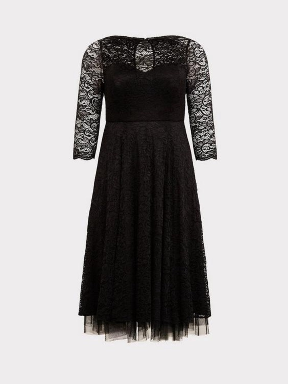 NWT Torrid Black Lace Skater Dress 3/4 Sleeve Size 18 - Picture 4 of 12